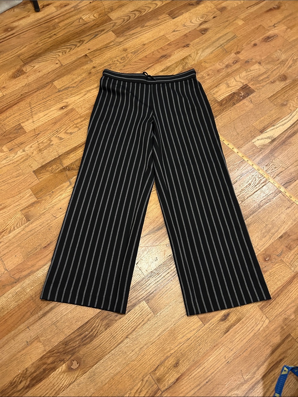 Nicole Miller Black Pinstripe Drawstring Pants